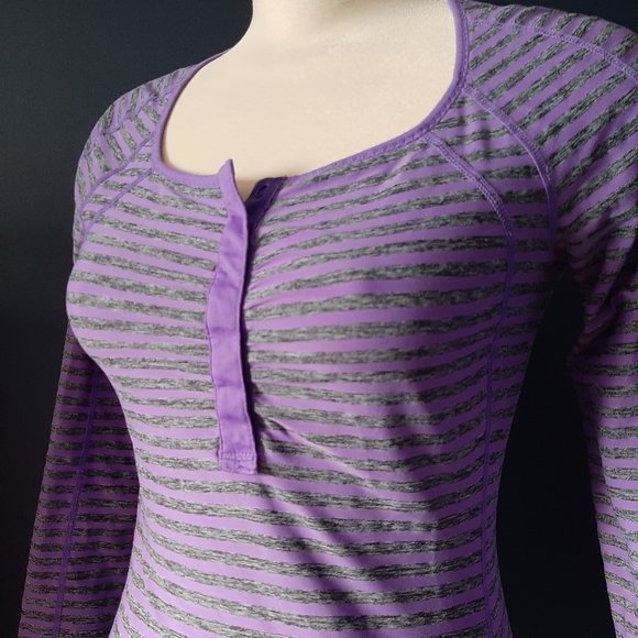 Lululemon stripped long sleeve purple top - Picture 2 of 5